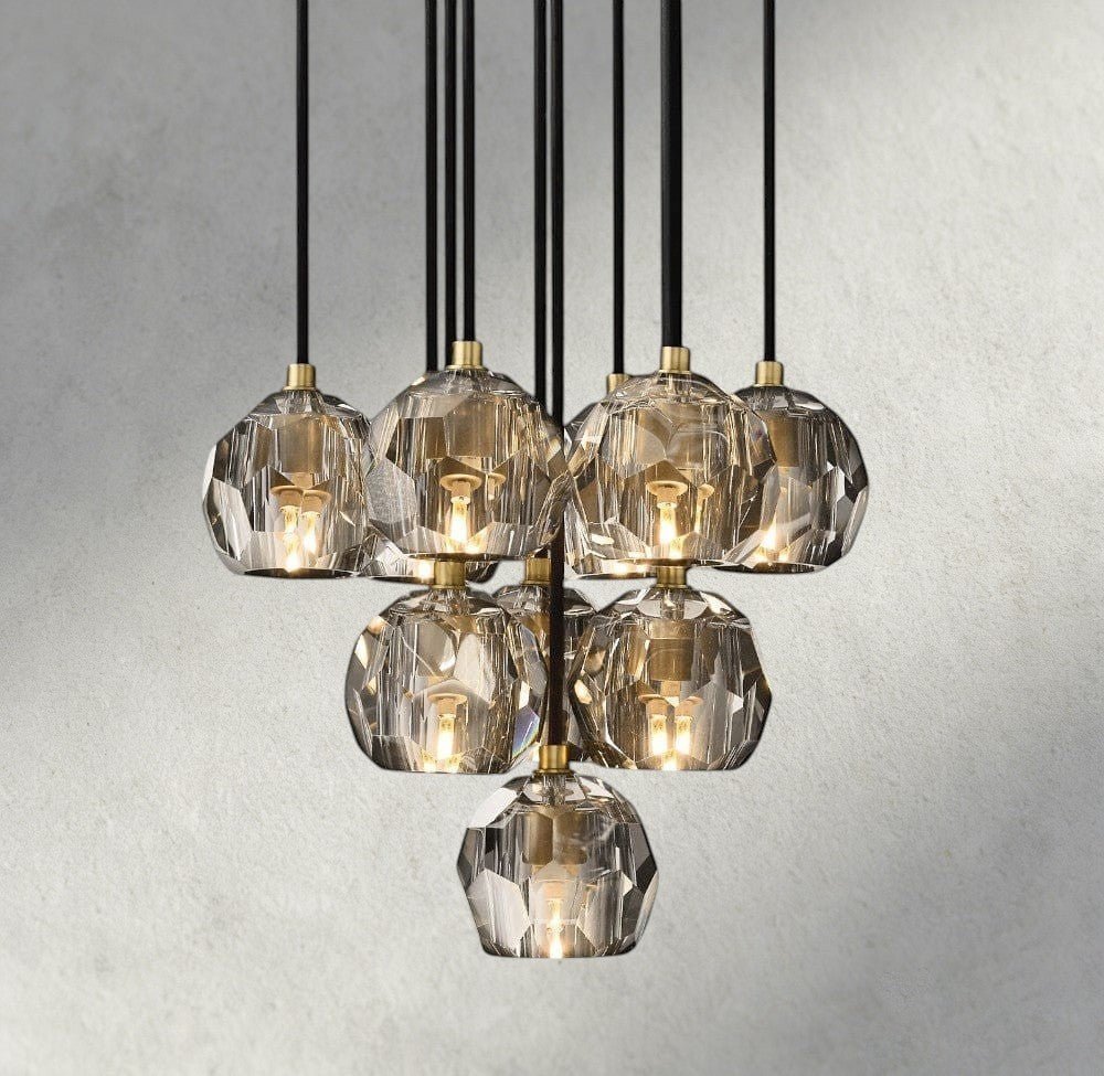 Boaly De Cristal Clear/ Smoke Glass Round Cluster Chandelier 14", 19", 24", 30", 40" - Zelno Lighting