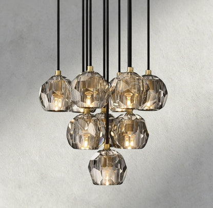 Boaly De Cristal Clear/ Smoke Glass Round Cluster Chandelier 14", 19", 24", 30", 40" - Zelno Lighting