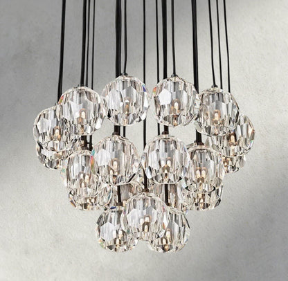Boaly De Cristal Clear/ Smoke Glass Round Cluster Chandelier 14", 19", 24", 30", 40" - Zelno Lighting