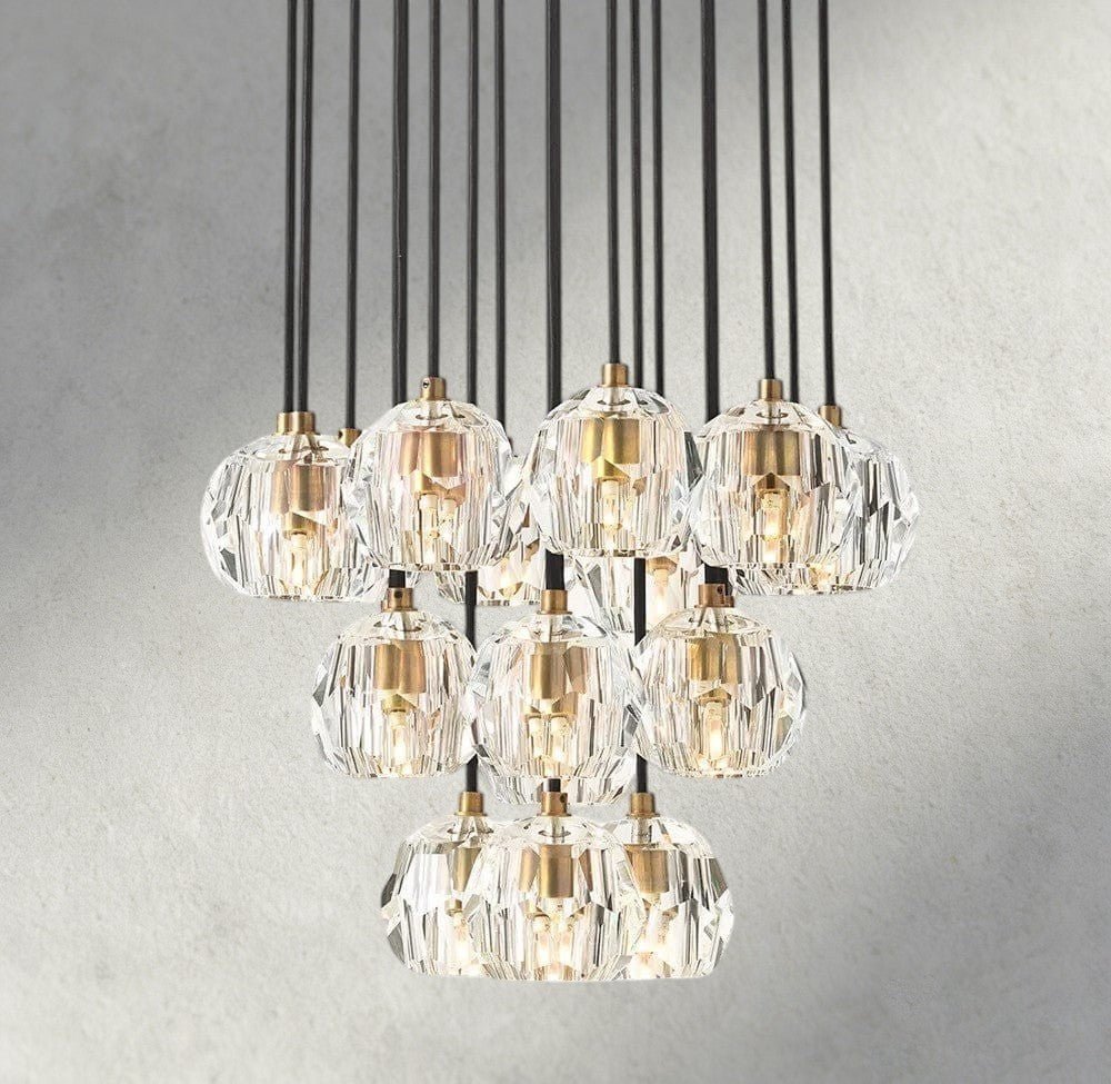 Boaly De Cristal Clear/ Smoke Glass Round Cluster Chandelier 14", 19", 24", 30", 40" - Zelno Lighting