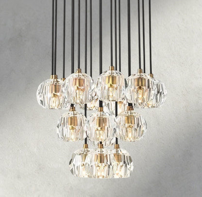 Boaly De Cristal Clear/ Smoke Glass Round Cluster Chandelier 14", 19", 24", 30", 40" - Zelno Lighting