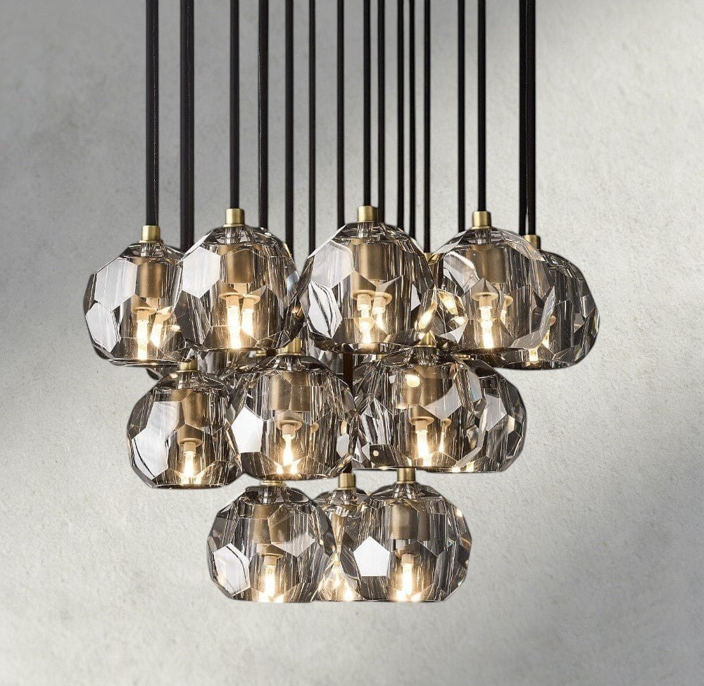 Boaly De Cristal Clear/ Smoke Glass Round Cluster Chandelier 14", 19", 24", 30", 40" - Zelno Lighting