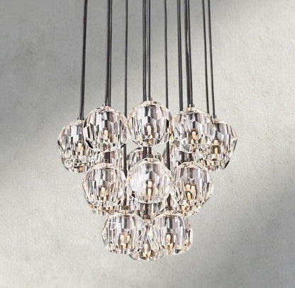 Boaly De Cristal Clear/ Smoke Glass Round Cluster Chandelier 14", 19", 24", 30", 40" - Zelno Lighting