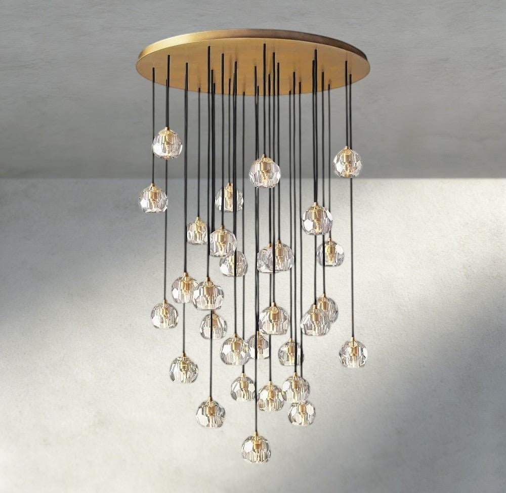 Boaly De Cristal Clear/ Smoke Glass Round Cluster Chandelier 14", 19", 24", 30", 40" - Zelno Lighting