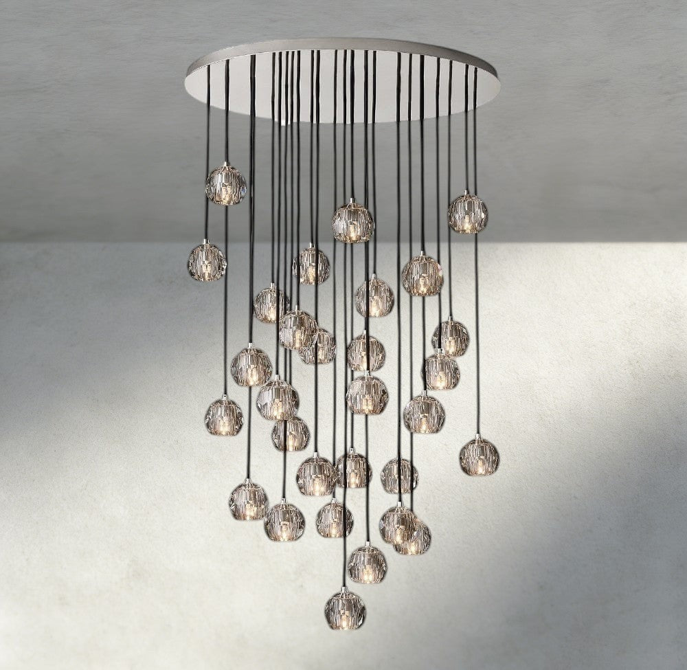 Boaly De Cristal Clear/ Smoke Glass Round Cluster Chandelier 14", 19", 24", 30", 40" - Zelno Lighting