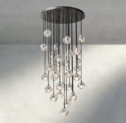 Boaly De Cristal Clear/ Smoke Glass Round Cluster Chandelier 14", 19", 24", 30", 40" - Zelno Lighting