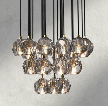 Boaly De Cristal Clear/ Smoke Glass Round Cluster Chandelier 14", 19", 24", 30", 40" - Zelno Lighting
