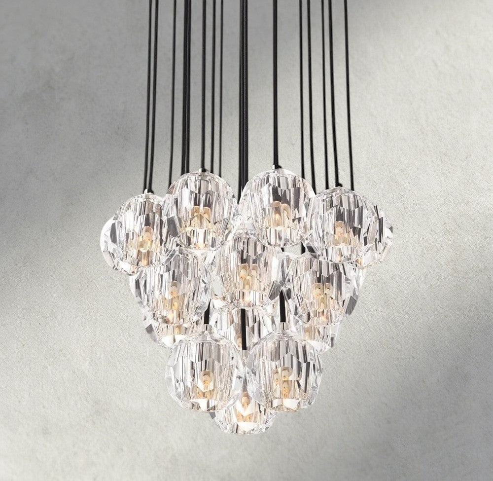 Boaly De Cristal Clear/ Smoke Glass Round Cluster Chandelier 14", 19", 24", 30", 40" - Zelno Lighting