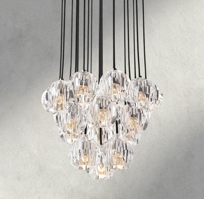 Boaly De Cristal Clear/ Smoke Glass Round Cluster Chandelier 14", 19", 24", 30", 40" - Zelno Lighting