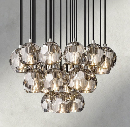 Boaly De Cristal Clear/ Smoke Glass Round Cluster Chandelier 14", 19", 24", 30", 40" - Zelno Lighting