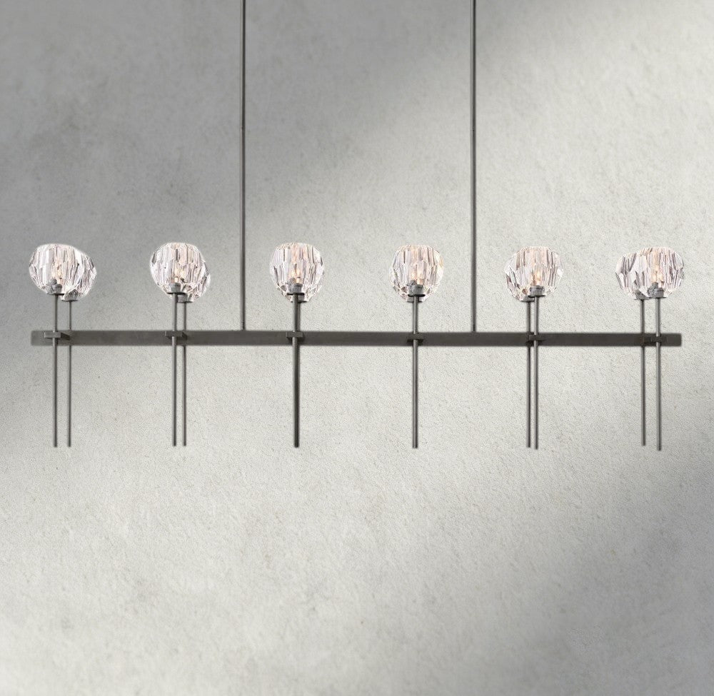Boaly De Cristal Double Linear Chandelier 60" - Zelno Lighting