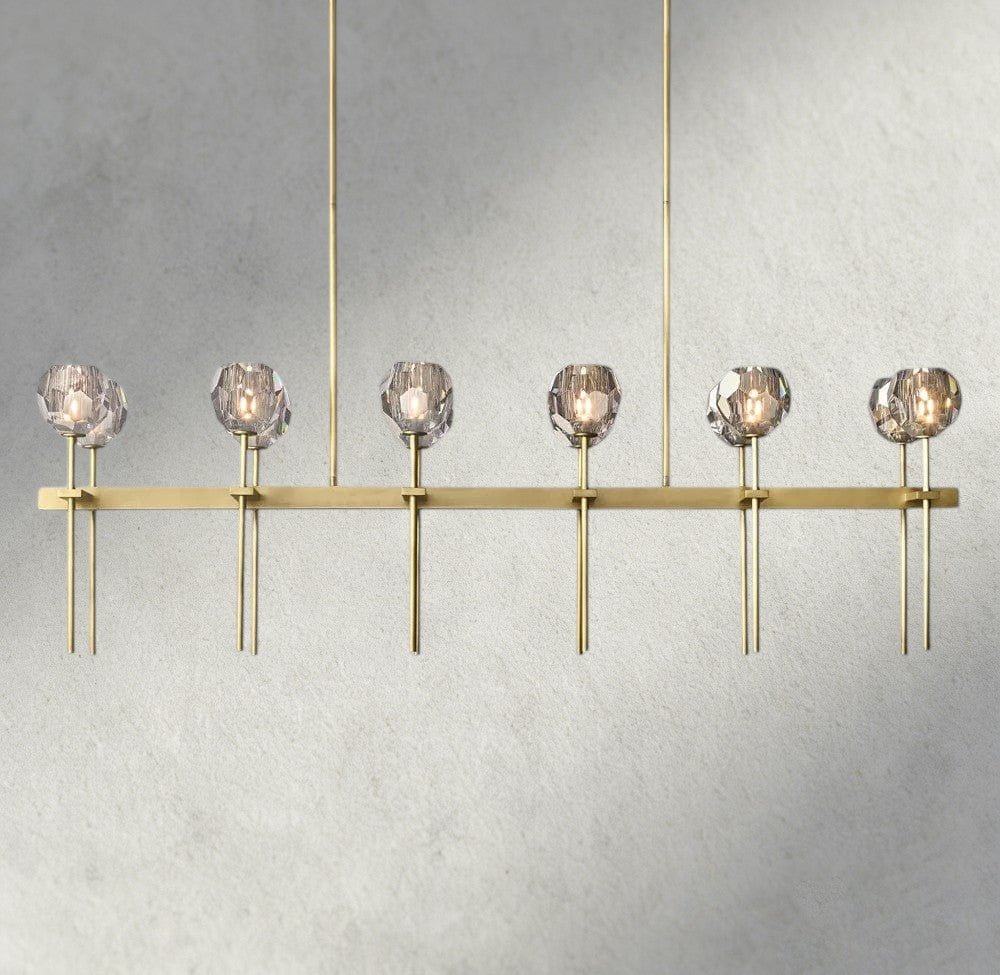 Boaly De Cristal Double Linear Chandelier 60" - Zelno Lighting