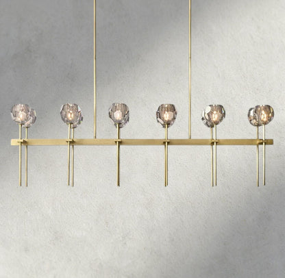 Boaly De Cristal Double Linear Chandelier 60" - Zelno Lighting