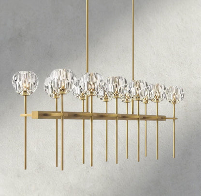 Boaly De Cristal Double Linear Chandelier 60" - Zelno Lighting
