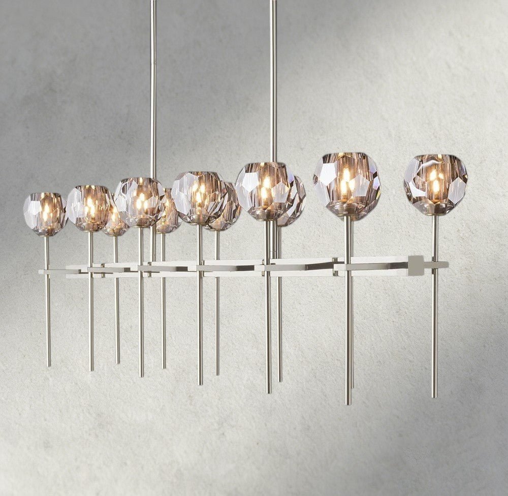 Boaly De Cristal Double Linear Chandelier 60" - Zelno Lighting