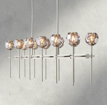 Boaly De Cristal Double Linear Chandelier 60" - Zelno Lighting