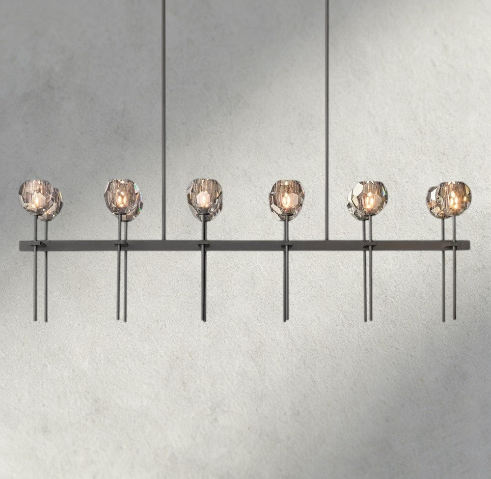 Boaly De Cristal Double Linear Chandelier 60" - Zelno Lighting
