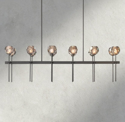 Boaly De Cristal Double Linear Chandelier 60" - Zelno Lighting