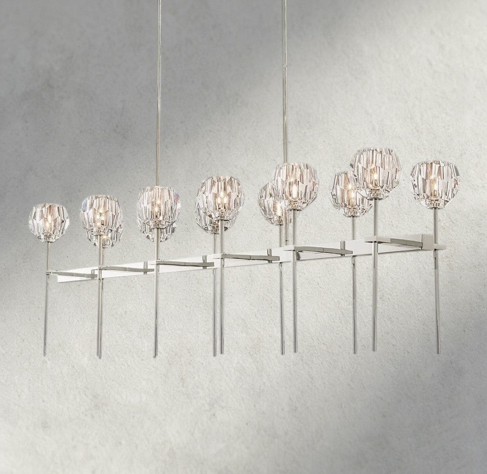 Boaly De Cristal Double Linear Chandelier 60" - Zelno Lighting