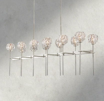 Boaly De Cristal Double Linear Chandelier 60" - Zelno Lighting