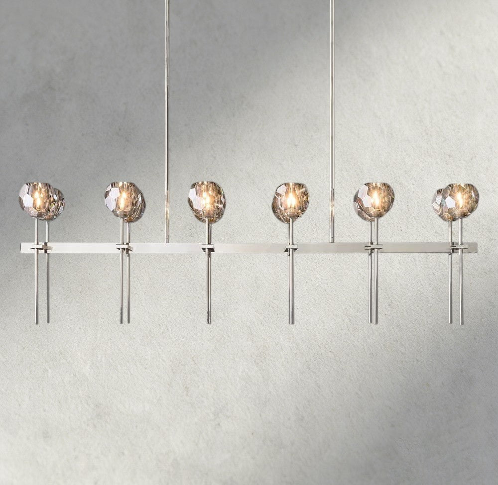 Boaly De Cristal Double Linear Chandelier 60" - Zelno Lighting