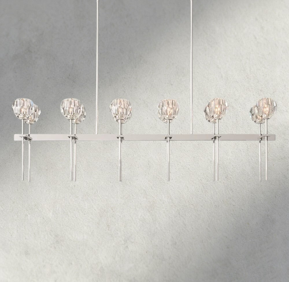 Boaly De Cristal Double Linear Chandelier 60" - Zelno Lighting