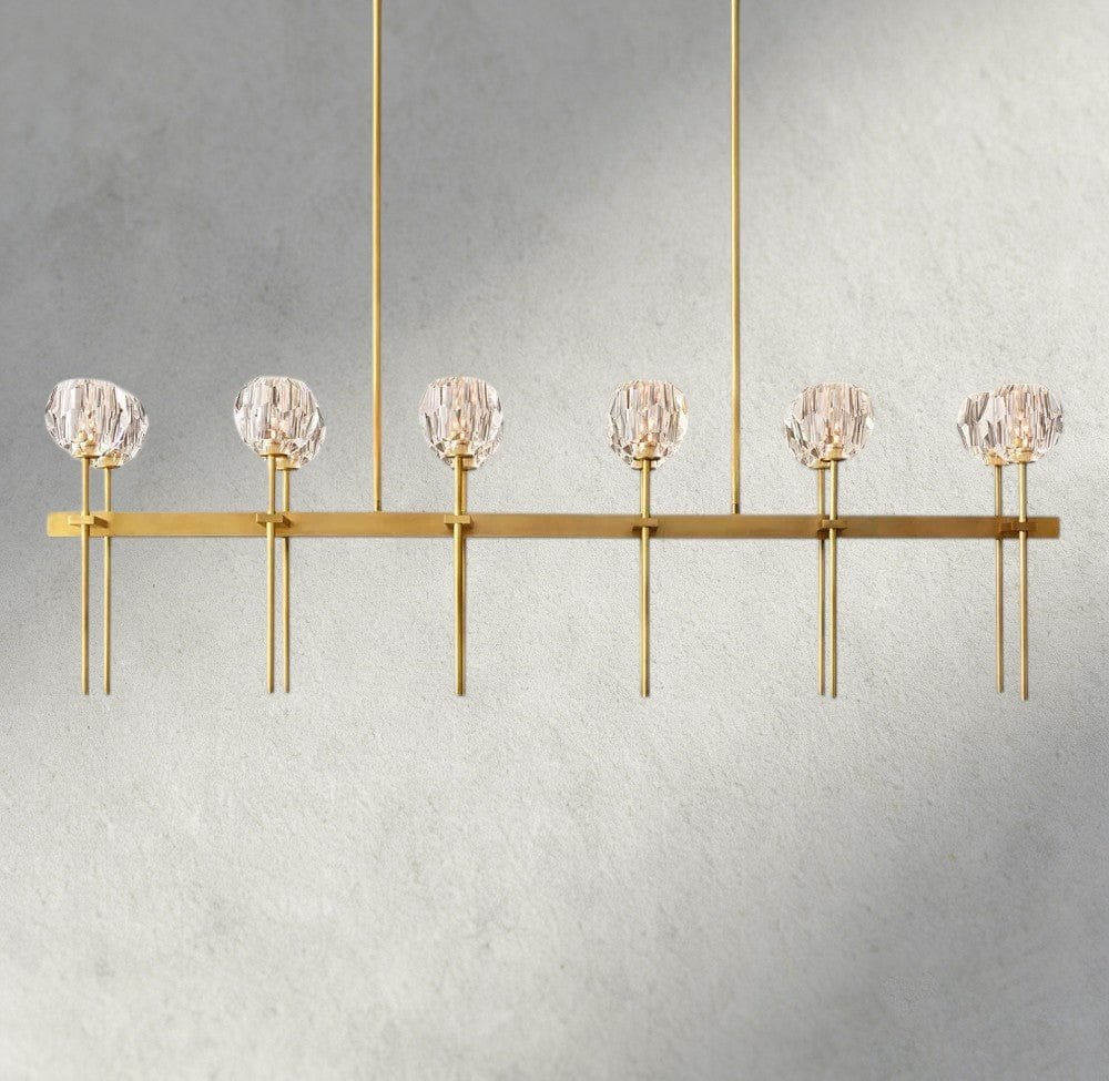 Boaly De Cristal Double Linear Chandelier 60" - Zelno Lighting