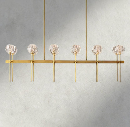 Boaly De Cristal Double Linear Chandelier 60" - Zelno Lighting