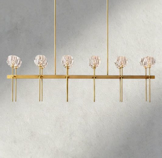 Boaly De Cristal Double Linear Chandelier 60" - Zelno Lighting