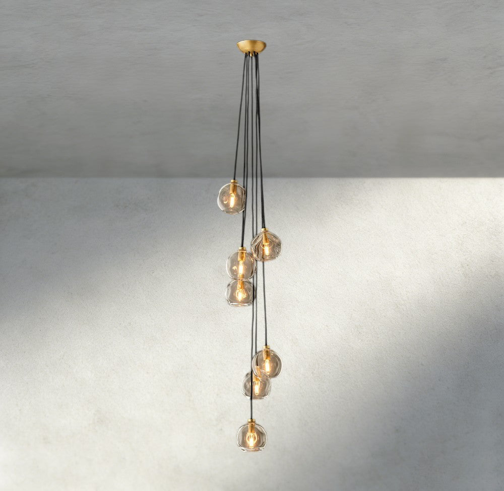 Bubble Clear Glass Cascade Pendant - Zelno Lighting