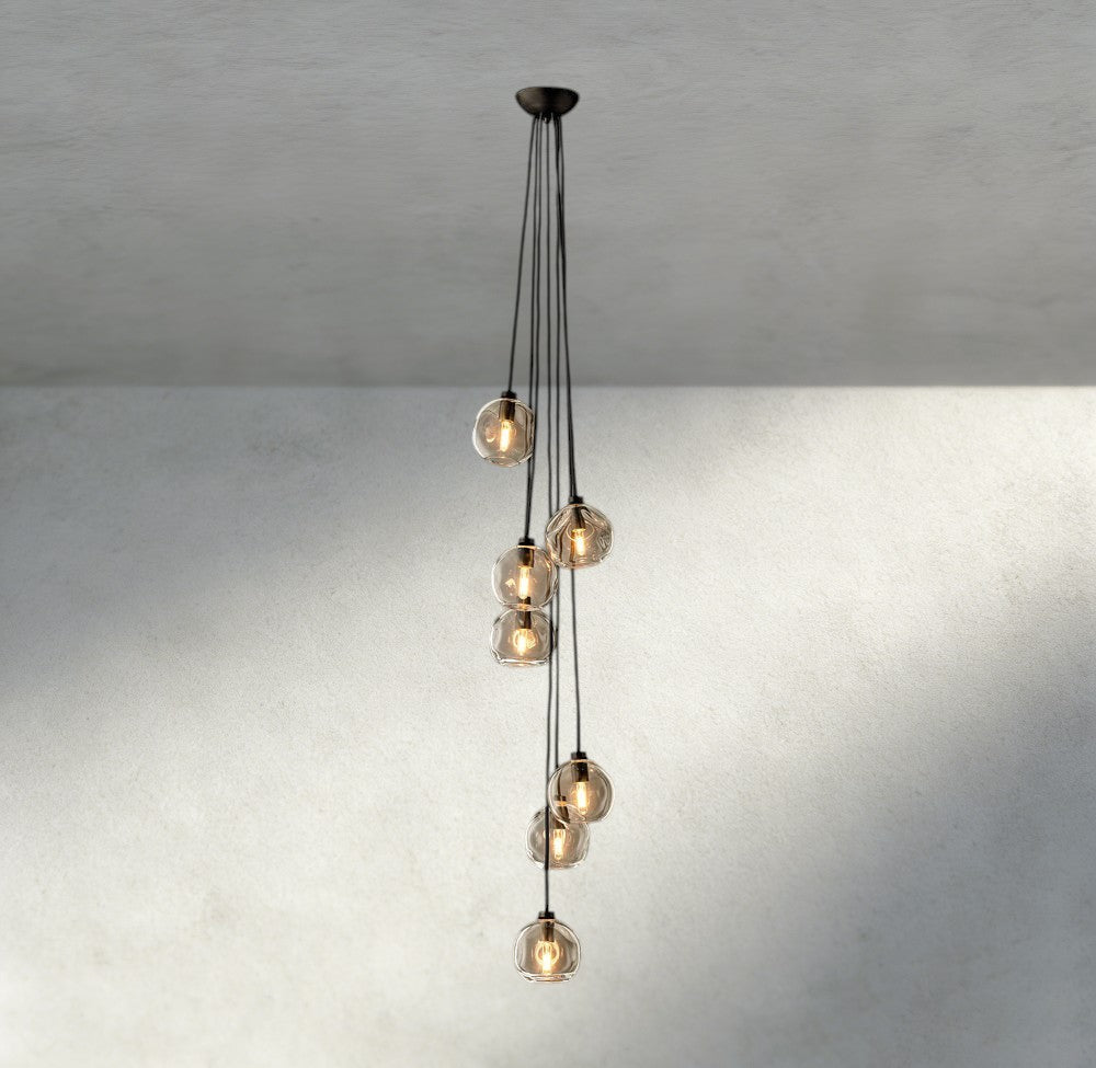 Bubble Clear Glass Cascade Pendant - Zelno Lighting