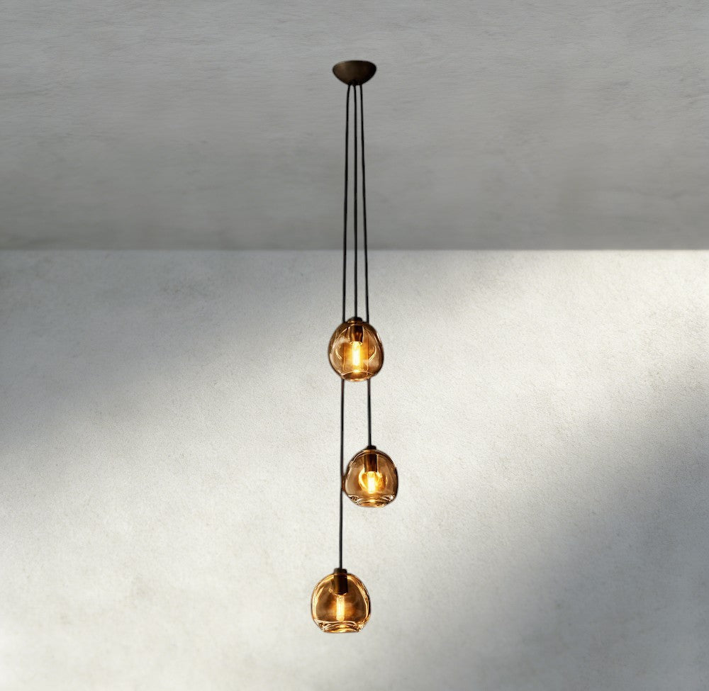 Bubble Smoke Glass Cascade Pendant - Zelno Lighting