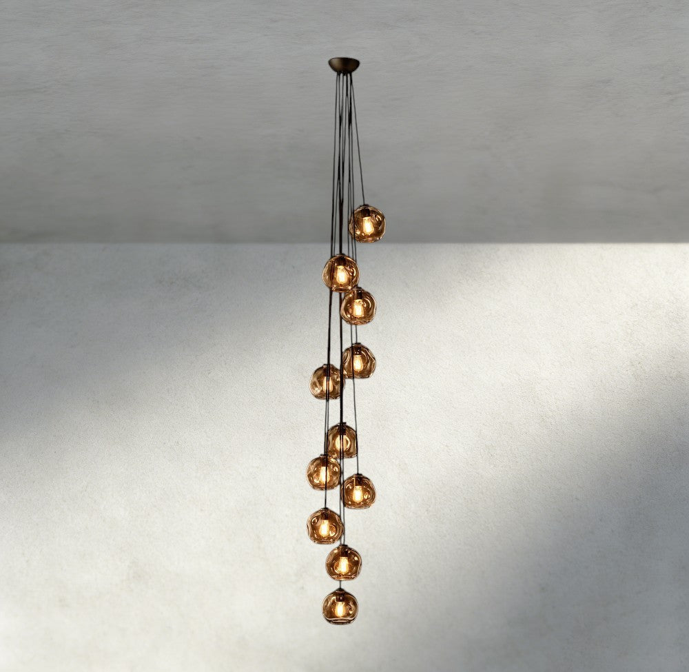 Bubble Smoke Glass Cascade Pendant - Zelno Lighting