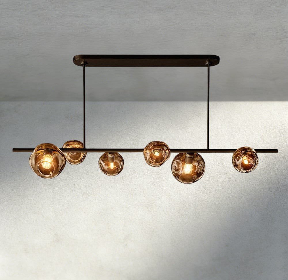 Bubble Smoke Glass Linear Chandelier - Zelno Lighting