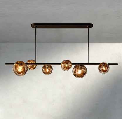 Bubble Smoke Glass Linear Chandelier - Zelno Lighting