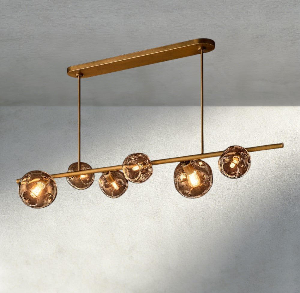 Bubble Smoke Glass Linear Chandelier - Zelno Lighting