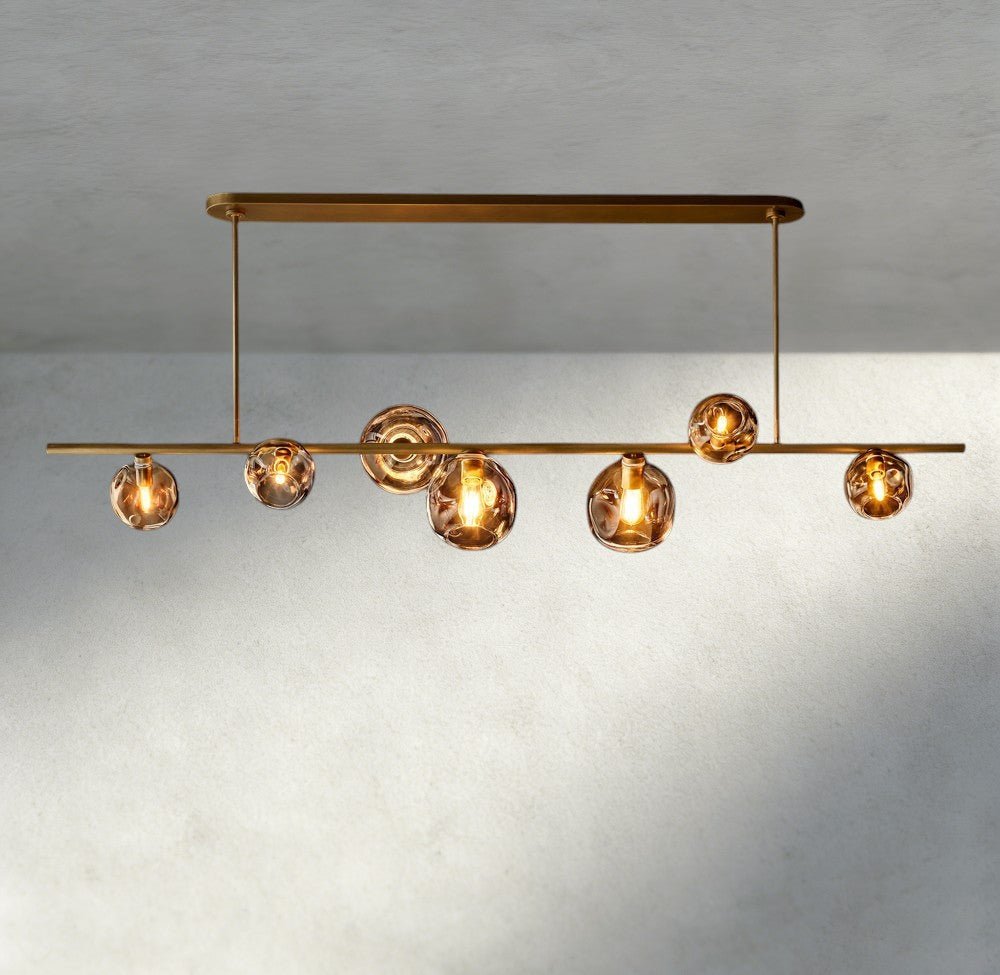 Bubble Smoke Glass Linear Chandelier - Zelno Lighting