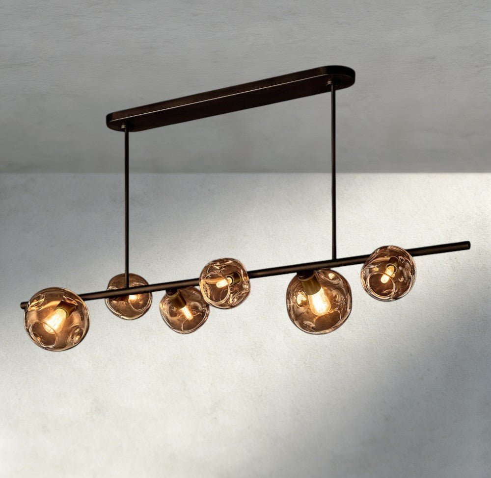 Bubble Smoke Glass Linear Chandelier - Zelno Lighting