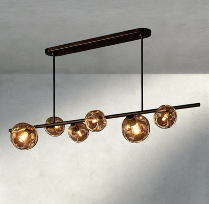 Bubble Smoke Glass Linear Chandelier - Zelno Lighting