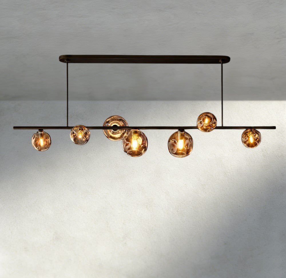 Bubble Smoke Glass Linear Chandelier - Zelno Lighting