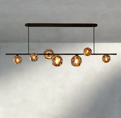 Bubble Smoke Glass Linear Chandelier - Zelno Lighting