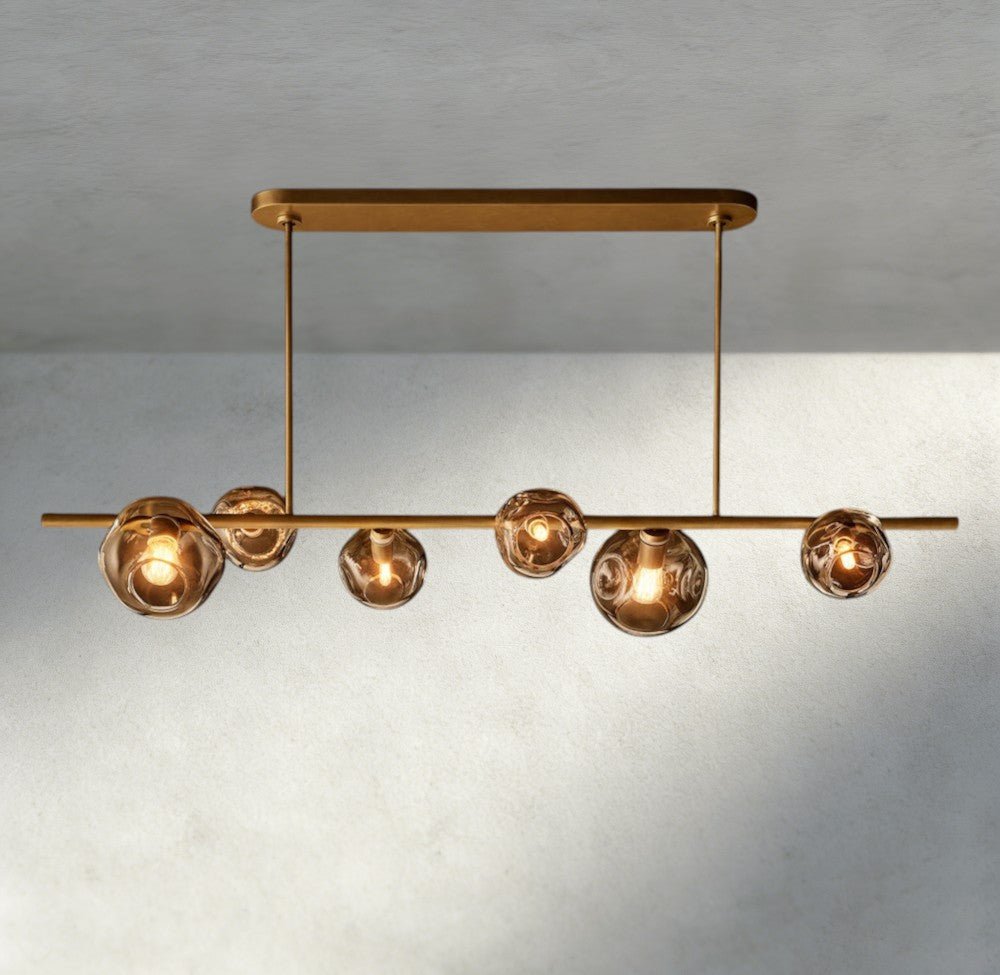 Bubble Smoke Glass Linear Chandelier - Zelno Lighting