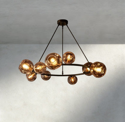 Bubble Smoke Glass Round Chandelier - Zelno Lighting