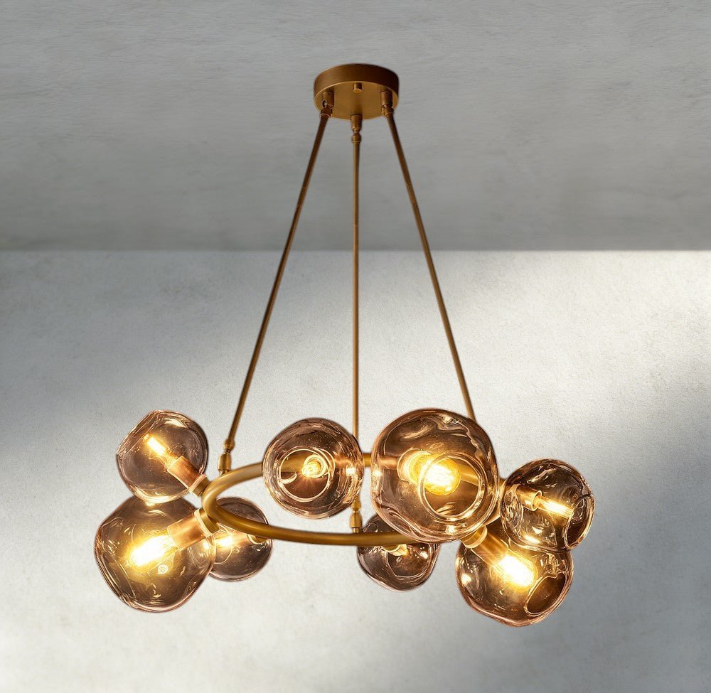 Bubble Smoke Glass Round Chandelier - Zelno Lighting