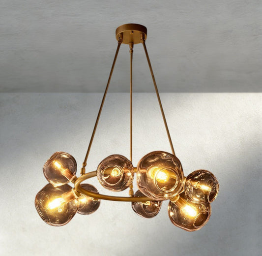 Bubble Smoke Glass Round Chandelier - Zelno Lighting