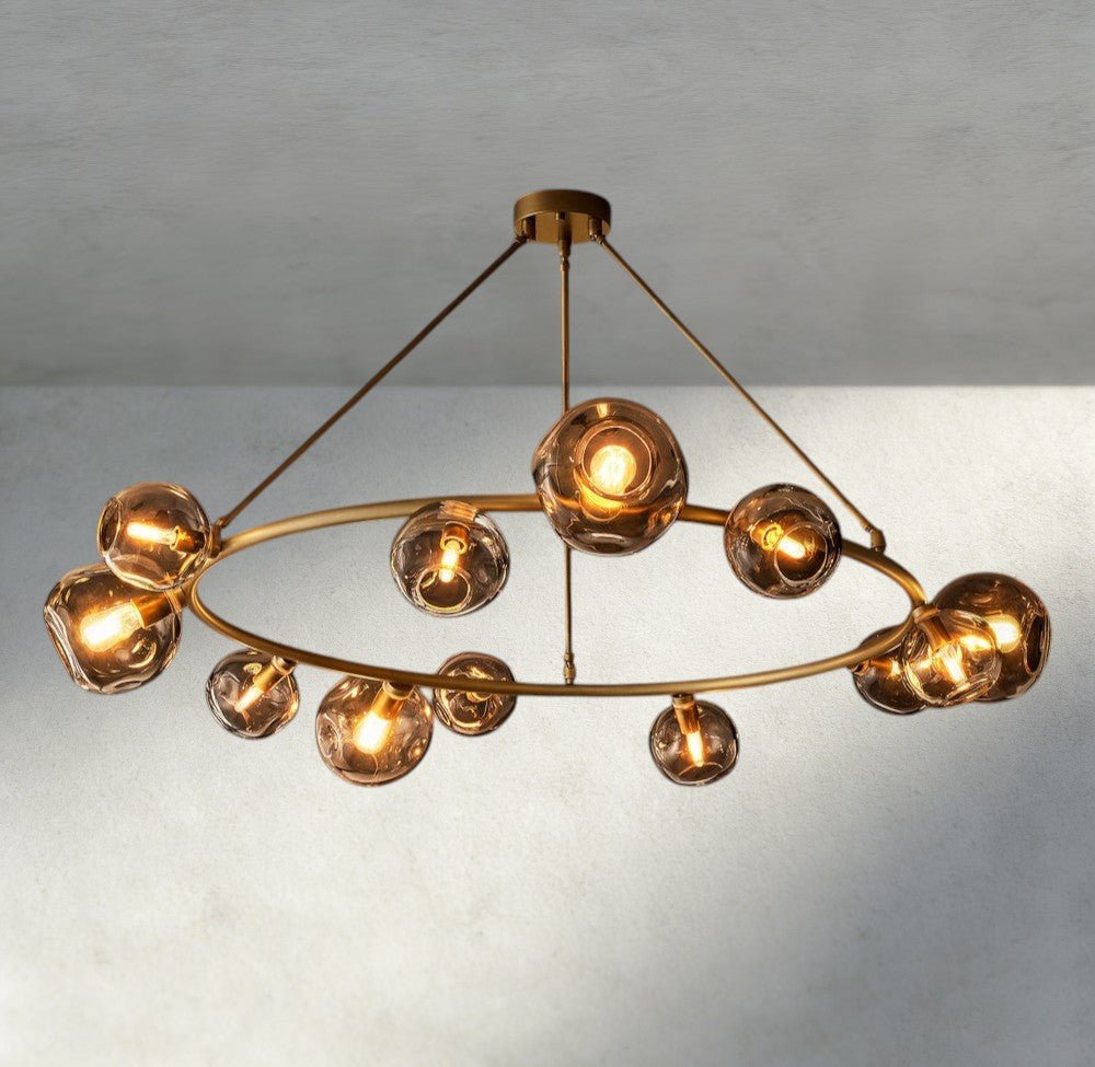 Bubble Smoke Glass Round Chandelier - Zelno Lighting