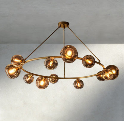 Bubble Smoke Glass Round Chandelier - Zelno Lighting