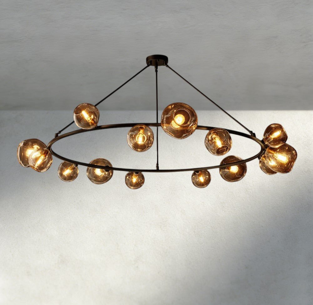 Bubble Smoke Glass Round Chandelier - Zelno Lighting