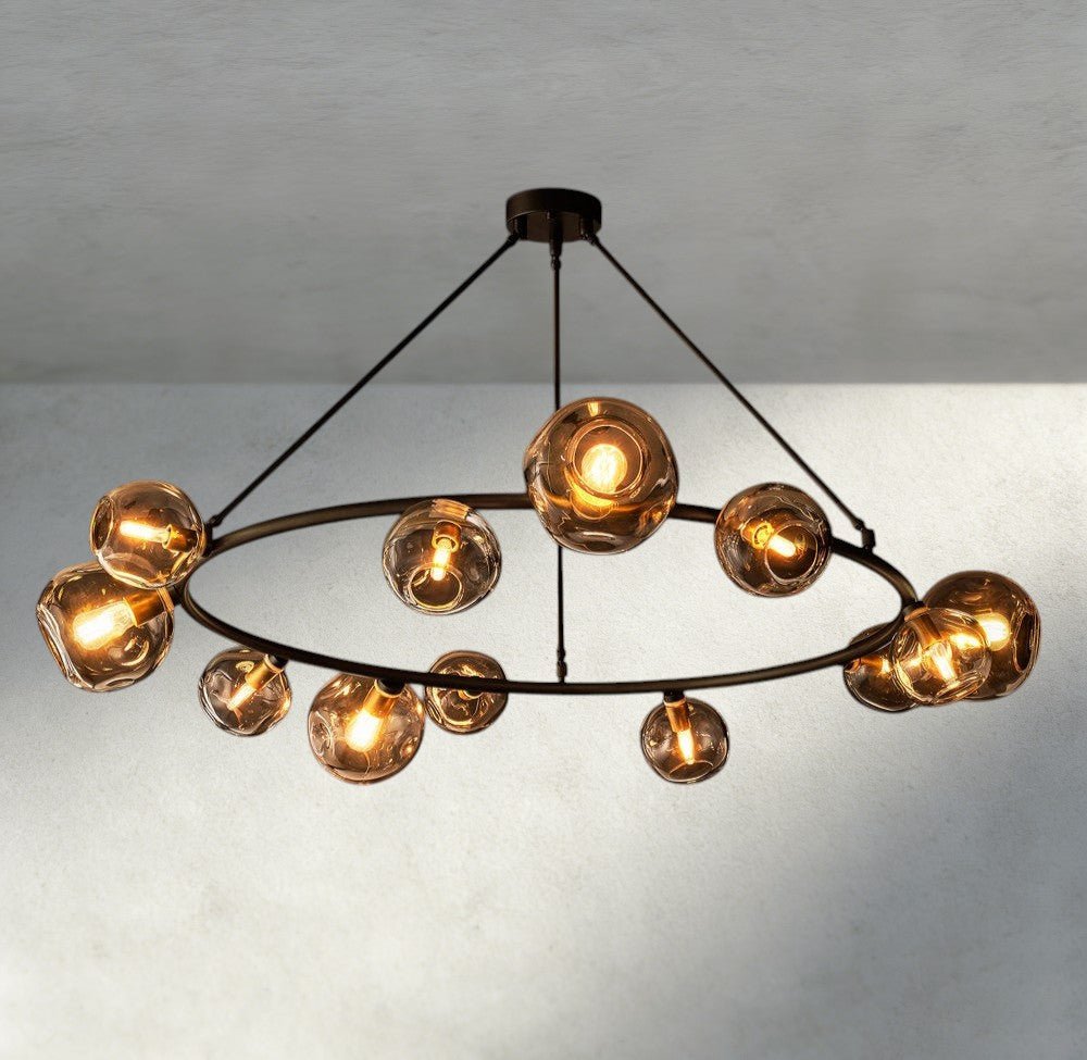 Bubble Smoke Glass Round Chandelier - Zelno Lighting