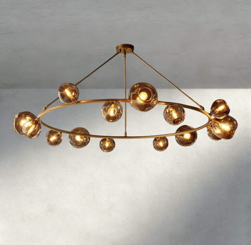 Bubble Smoke Glass Round Chandelier - Zelno Lighting